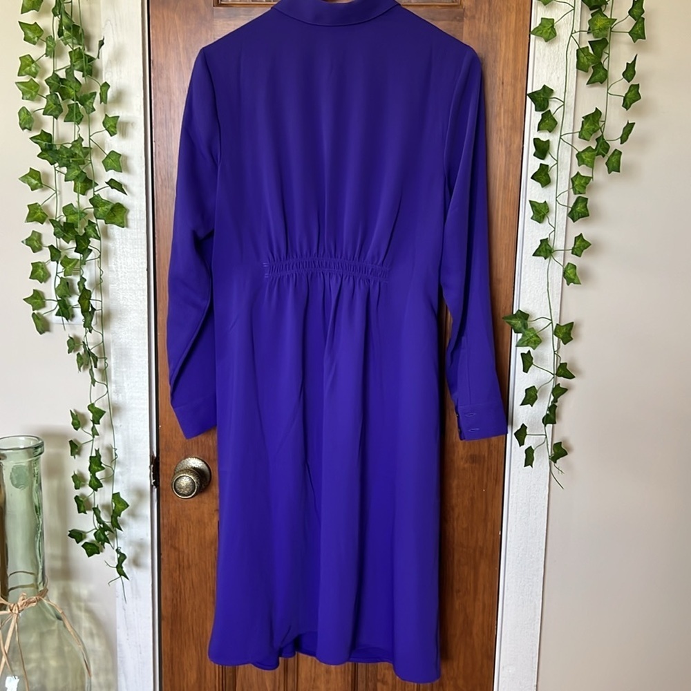 J. JILL WEAREVER COLLECTION Twist Front Midi Length Shirt Dress in Purple | M - Picture 3 of 11